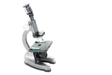 school microscope study science laboratory isolated on white with copyspace