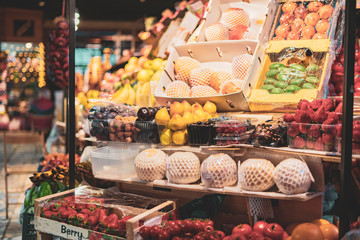 farmer counter with natural production in a market b