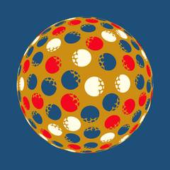 abstract dotted ball in retro gold red blue shades