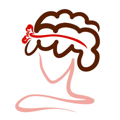 brunette with red ribbon in her hair, abstract image