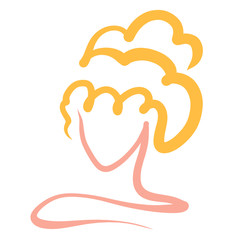 woman with a festive hairstyle, abstract creative pattern, blonde