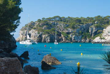 The Macarella bay in Menorca one of the Balearic islands