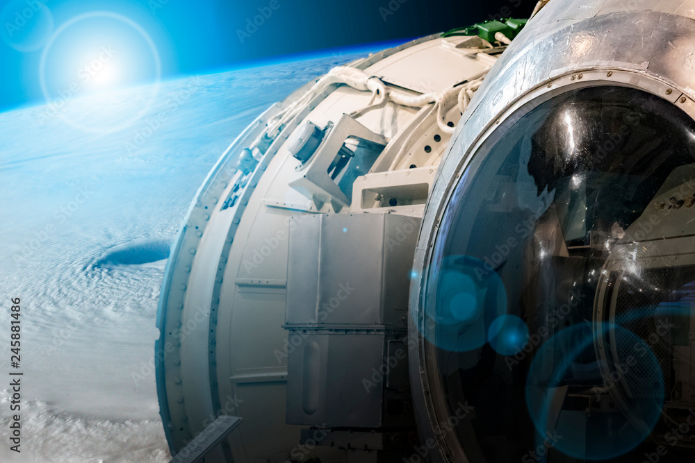 Wall mural cosmic auto station in outer space. galaxy view b. elements of this image furnished by nasa