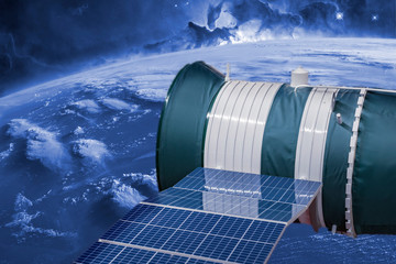 cosmic auto station in outer space. galaxy view b. Elements of this image furnished by nasa