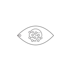 Electronic eye, observation. Vector linear icon, white background.