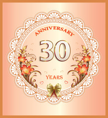 Anniversary 30 years , happy Birthday, greeting card, background