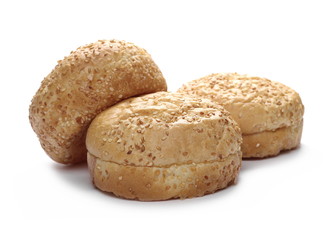 Burger buns with sesame isolated on white background