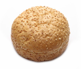 Burger bun with sesame isolated on white background