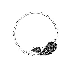 Vector round frame with leaves.