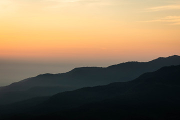 colorful of mountain scape at dawn, Mon Long, Mae Rim, Chiang Mai, Thailand