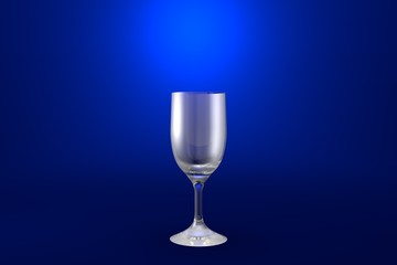 3D illustration of sour cocktail glass on blue vivid background - drinking glass render