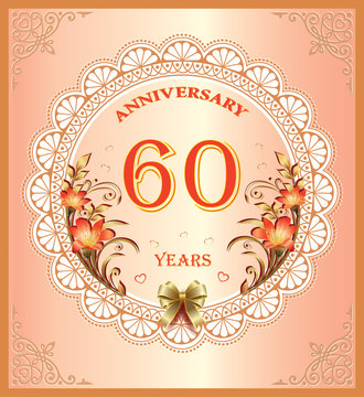 Anniversary 60 years , happy Birthday, greeting card, background