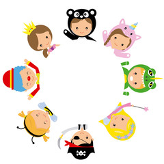 Costume party poster. Blank space for text