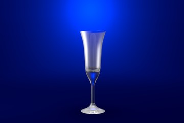 3D illustration of pousse cafe multi layered cocktails glass on blue vivid background - drinking glass render