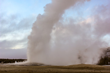 Fototapeta na wymiar old faithful geyser erupting