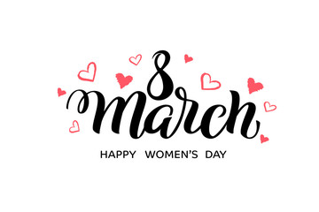 Fototapeta na wymiar Hand drawn calligraphy 8 March for International Women's Day. Brush lettering, quote 8 March Happy Women's Day. For holiday greeting card, spring poster, celebration banner, logo, sales, promo.