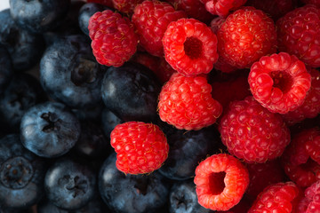 Fresh blueberries and raspberries