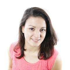 Fototapeta premium teenage girl smiling at camera, isolated on white