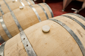 Oak barrel for making wine in winery