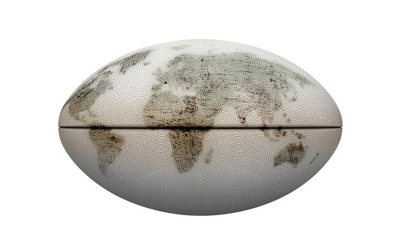 White Rugby Ball And World Map