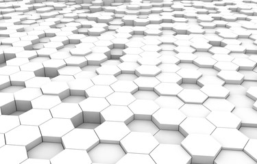 White hexagon 3D background texture. 3d rendering illustration. Futuristic abstract banner.
