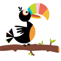 Vector flat simple cartoon of toucan bird