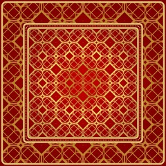 Fashion Design Print With Geometric Pattern. Vector Illustration. For Modern Interior Design, Fashion Textile Print, Wallpaper. Red, golden color