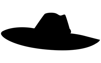 Black silhouette. Classic cowboy hat. Element of clothes sheriff or cowboys. Western style hat. Flat vector illustration isolated on white background