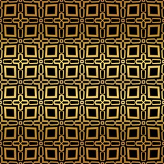 Luxury Geometric Pattern with art deco ornament. Seamless Vector Lines. Golden color on black background