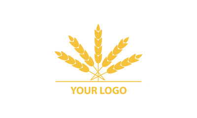 illustration of a logo with a picture of gold colored seeds