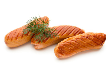 Pork sausage isolated on white background.