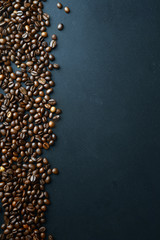 Coffee beans background with space for text
