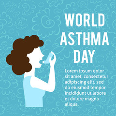 A vector image with a patient with asthma using the inhaler. World asthma day. 