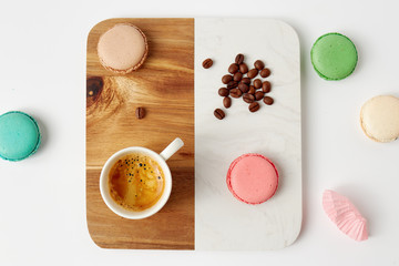 Macaroons and a cup of coffee