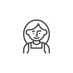 Woman mechanic avatar line icon. linear style sign for mobile concept and web design. Female mechanic worker outline vector icon. Symbol, logo illustration. Pixel perfect vector graphics