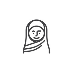 Muslim woman in a hijab line icon. linear style sign for mobile concept and web design. Woman with head scarf outline vector icon. Symbol, logo illustration. Pixel perfect vector graphics