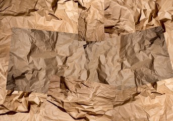 Abstract collage of images with crumpled paper