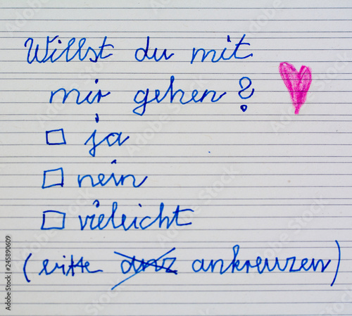 Willst Du Mit Mir Gehen Zettel