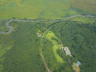 釧路湿原の大自然の上空からの