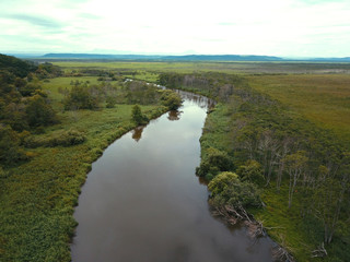 釧路川の上空から