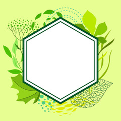Fototapeta na wymiar Frame of stylized green leaves for greeting cards.