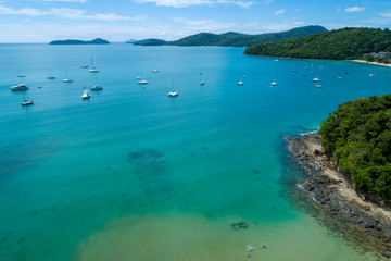 Aerial drone bird's eye view photo of tropical sea with Beautiful island