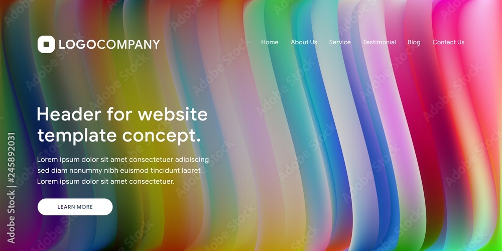 Aufkleber wavy and minimal geometric of website or landing page background template. dynamic and trendy gradie