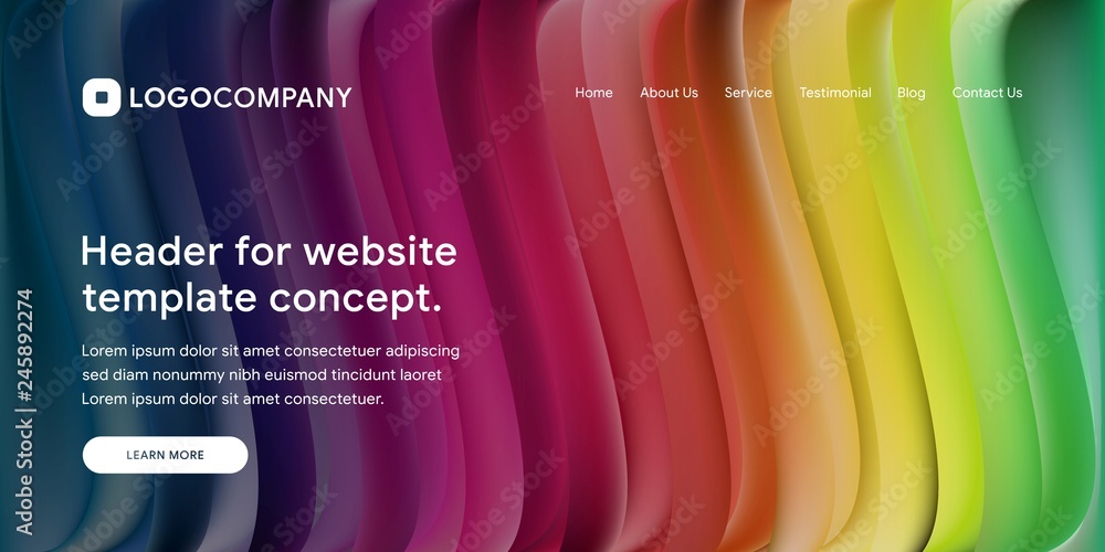 Aufkleber wavy and minimal geometric of website or landing page background template. dynamic and trendy gradie