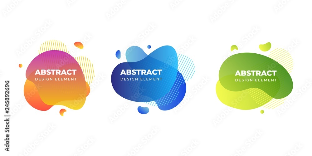 Aufkleber abstract gradient shapes. liquid wave shape, isolated color graphic element, dynamic geometric form.