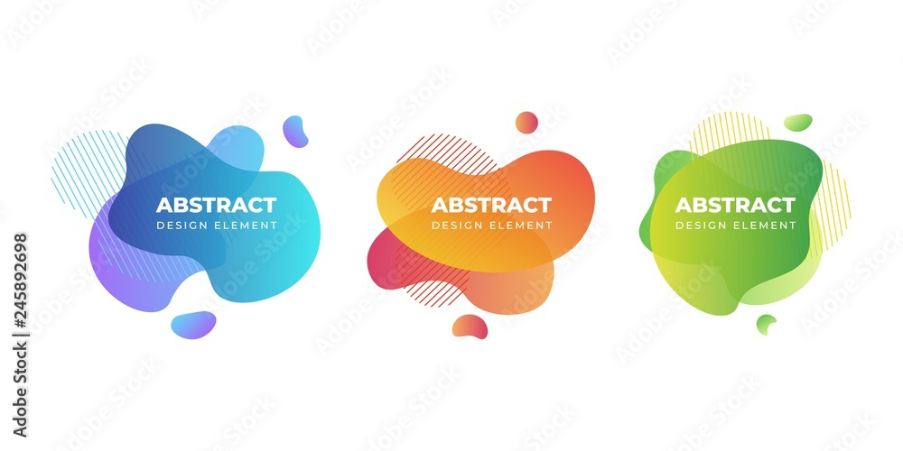 Aufkleber abstract gradient shapes. liquid wave shape, color graphic element, dynamic geometric form. vector f