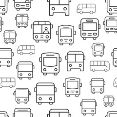 Bus seamless pattern with icons.