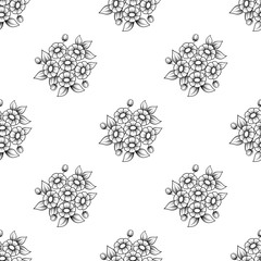 Seamless outline daisy flowers background