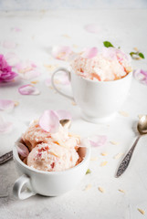 Ice cream with rose petals
