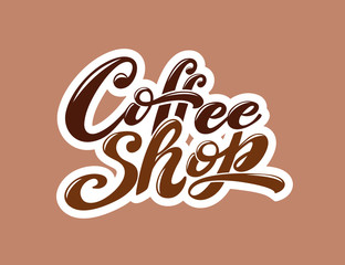 Coffee shop logo. Vector illustration of handwritten lettering. elements for coffee shop, market, cafe design, restaurant menu and shop.
